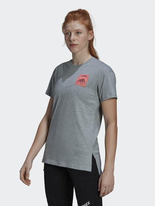 Adidas Terrex Patch Mountain Women's Athletic T-shirt Fast Drying Gray