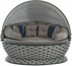 AV2- Lungo Daybed Outdoor Rattan Corner Sofa with Gray Cushions 180x180x140cm
