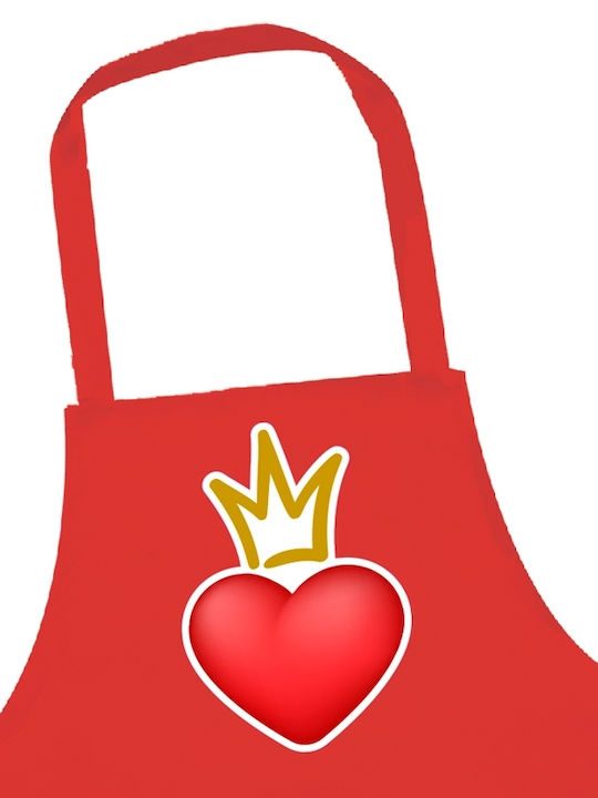 Δωρόσημο Καρδιά με Κορώνα Ποδιά Κουζίνας σε Κόκκινο Χρώμα 11390