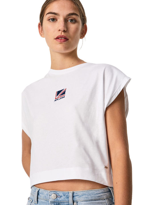 Charlotte Women's Summer Crop Top Cotton Short Sleeve White