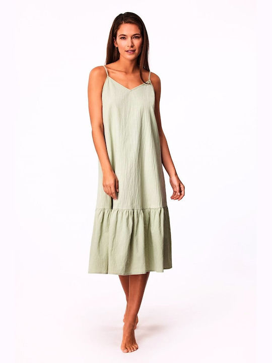 Vero Moda Midi Καλοκαιρινό All Day Φόρεμα με Τιράντα Desert Sage