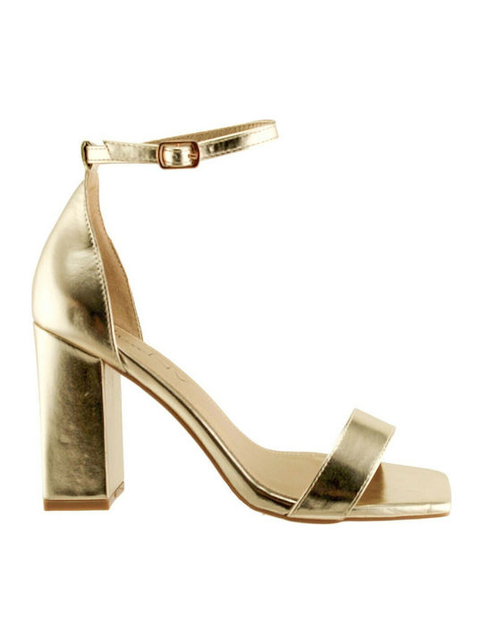 Envie Shoes Δερμάτινα Πέδιλα Χρυσά