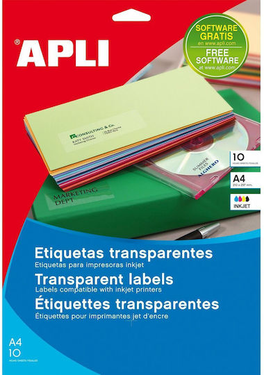 Apli 10 Αυτοκόλλητες Ετικέτες Α4 Ορθογώνιες 29x21mm