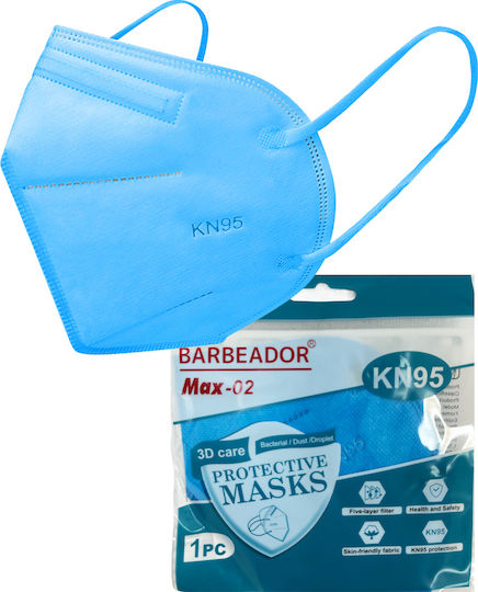 Max Barbeador Max-02 KN95 3D Μάσκα Προστασίας FFP2 (Ατομική Συσκευασία) σε Γαλάζιο χρώμα 20τμχ