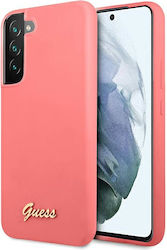 Guess Metal Logo Script Silicone Back Cover Fuchsia (Galaxy S22+ 5G)