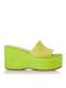 Sante Women's Fabric Platform Wedge Sandals Green