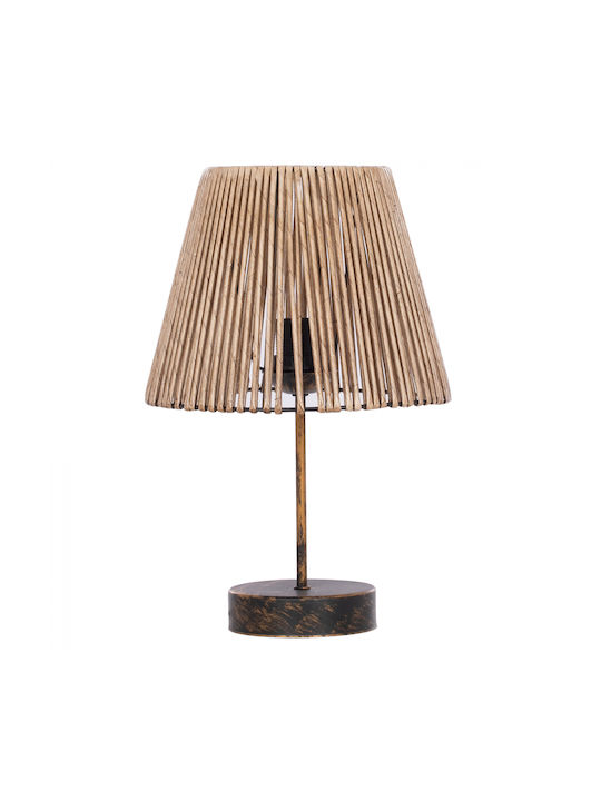 HomeMarkt Lemn Vintage Lampă de masă pentru Soclu E27 cu Umbrelă și Bază Maro