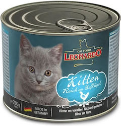 Leonardo Kitten Nasses Katzenfutter für Katze in Dose mit Geflügel 200gr 07450