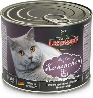 Leonardo Κονσέρβα Nasses Katzenfutter für Katze in Dose mit Kaninchen 200gr 07452