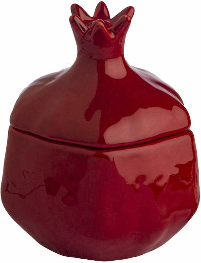 JK Home Decoration Tabletop Lucky Charm Pomegranate Red Ceramic 12x16cm 1pcs