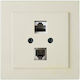 Geyer Διπλή Πρίζα Δικτύου και Τηλεφώνου RJ45/RJ11 με Πλαίσιο Τύπου Cat6 σε Μπεζ Χρώμα 24121049