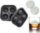 Ice Cube Mold Round Silicone 4 Slots Gray ZQ10031