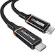 Cabletime CT-USB4 Braided USB 2.0 Cable USB-C Male - USB-C 100W PD Black 1m