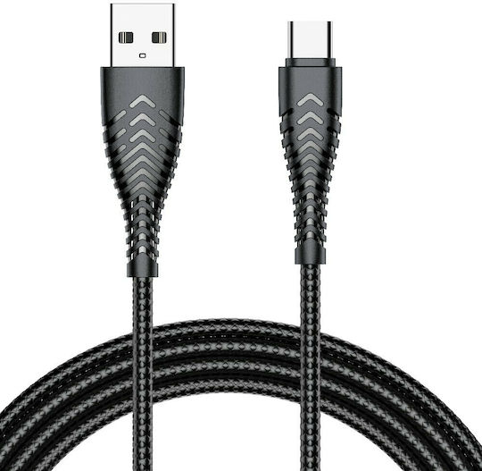 Veger V104 Geflochten USB 2.0 Kabel USB-C männlich - USB-A Schwarz 1.2m