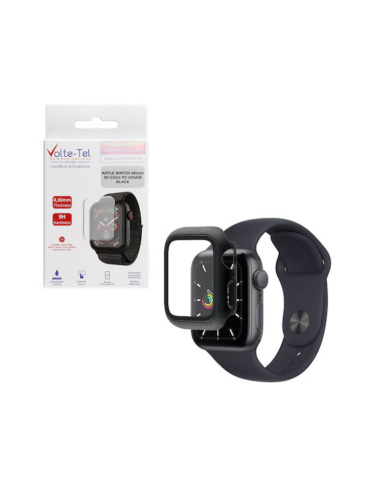 Volte-Tel Edge Cover with Key Πλαστική Θήκη με Τζαμάκι σε Μαύρο χρώμα για το Apple Watch 40mm