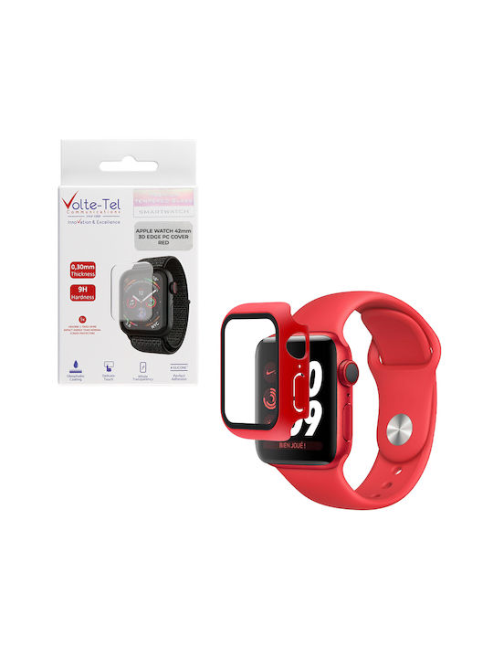 Volte-Tel Edge Cover with Key Πλαστική Θήκη με Τζαμάκι σε Κόκκινο χρώμα για το Apple Watch 42mm