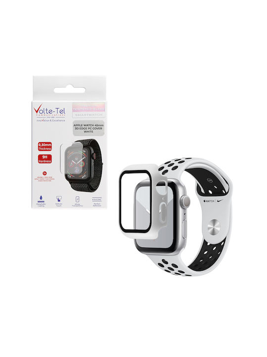 Volte-Tel Edge Cover with Key Plastikhülle mit Glas in Weiß Farbe für Apple Watch 45mm