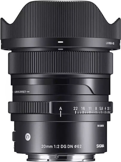 Sigma Full Frame Camera Lens 20mm F/2 DG DN Contemporary Fixed for Sony E Mount Black