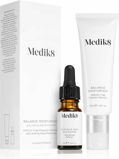 Medik8 Balance Moisturiser with Glycolic Acid Activator Skin Care Set for Moisturizing