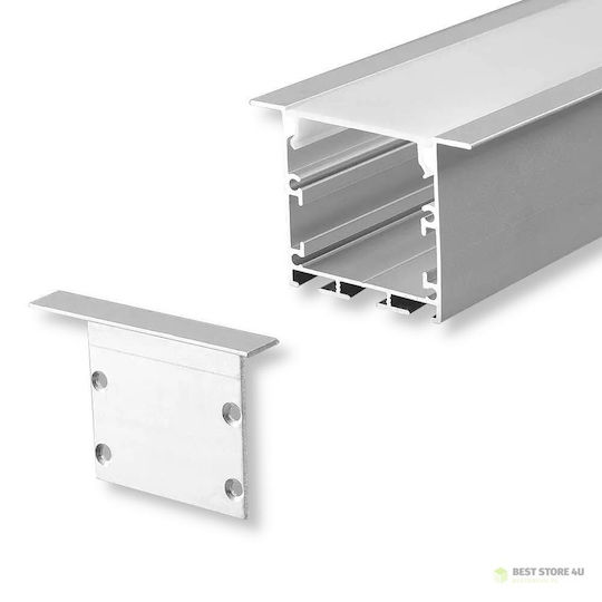 V-TAC Gemauert Aluminiumprofil für LED-Streifen mit Opal Abdeckung 200x5x3.5cm