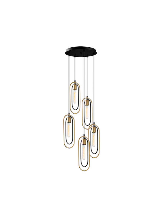 Cerco Pendant Chandelier for 5 Bulbs E27 Gold