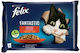 Felix Wet Cat Food for Adult Cats in Pouches with Beef and Chicken 4x85gr