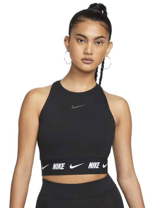 Nike Αμάνικο Αθλητικό Crop Top Μαύρο