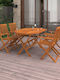 Set Outdoor Dining Brown Acacia 5pcs