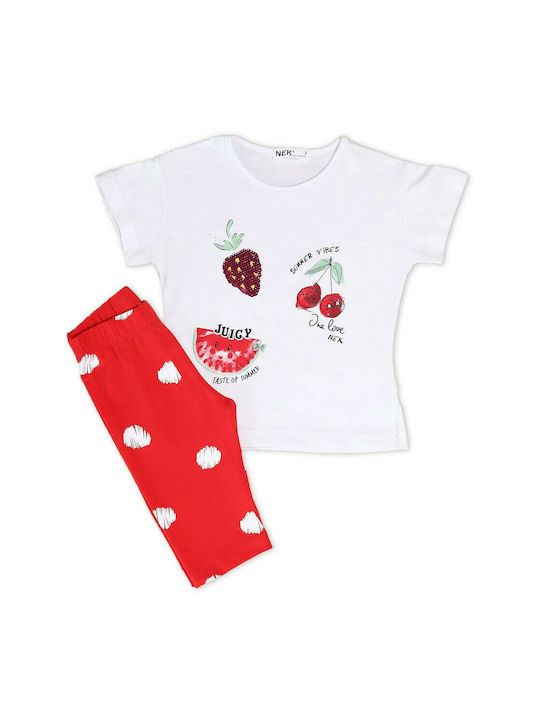 Nek Kids Wear Kinder Set mit Leggings Sommer 2Stück Weiß