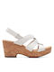 Clarks Anatomic Platform Leather Women's Sandals Giselle Beach White with Chunky High Heel