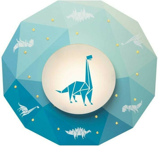 Elobra Dinos Μονόφωτο Παιδικό Φωτιστικό Πλαφονιέρα από Ξύλο 11W Μπλε