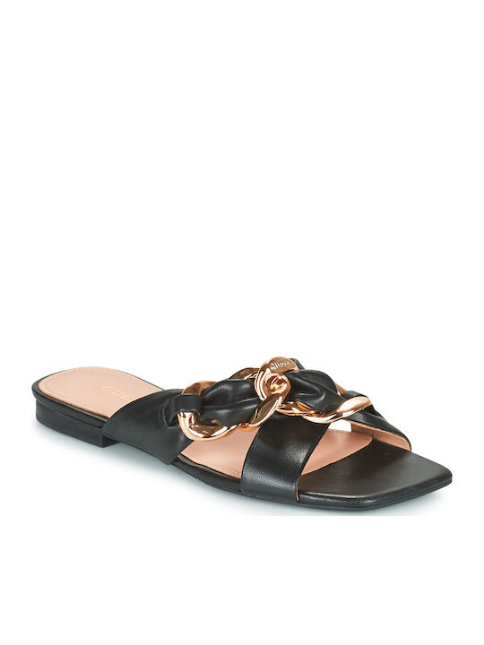 Sameya Leder Flache Sandalen für Damen in Schwarz Farbe