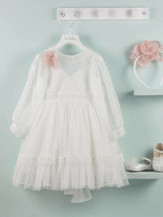 Bambolino Penny Beige Taufset Kleidung mit Haar-Accessoires & Kleid aus Tüll 2Stück