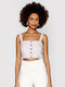 Women's Crop Top with Straps Checked Purple