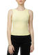 Vero Moda Damen Sommer Crop Top Baumwolle Ärmellos Lemon Meringue