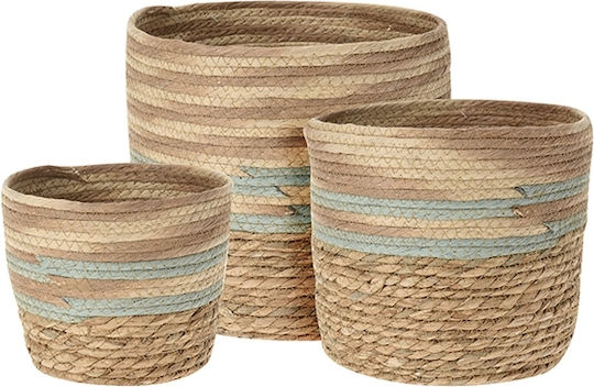 Zaros Set de coșuri decorative Natural/ Blue Hiacint 3buc