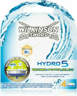 Wilkinson Sword Hydro5 Groomer Ανταλλακτικές Κεφαλές με 5 Λεπίδες & Λιπαντική Ταινία 4τμχ