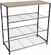 Metallic Shoe Organizer with 3 Shelves Natural / Black 63x30x63cm