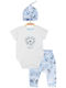 Energiers Baby Bodysuit Underwear Set Short-Sleeved with Pants White