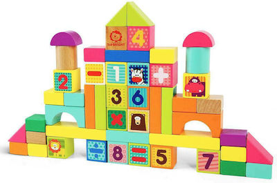 Top Bright Numeracy Building Blocks Wooden Σετ με Ζωάκια for 1+ years 50pcs