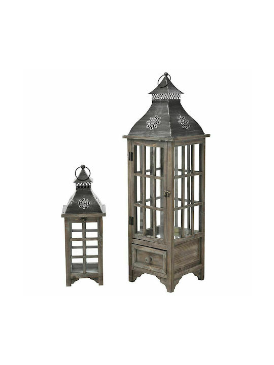 Iliadis Lanterns Set Wooden Floortop Gray 2pcs