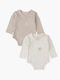 Losan Brown Baby Bodysuits Set 2 Pieces