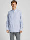 Jack & Jones Men's Shirt Long Sleeve Cotton Cashmere Blue