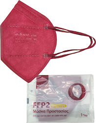 Welooo Disposable Protective Mask FFP2 NR BFE >98% Burgundy 10pcs