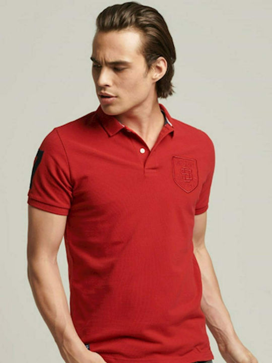 Superdry Ανδρικό T-shirt Polo Varsity Red