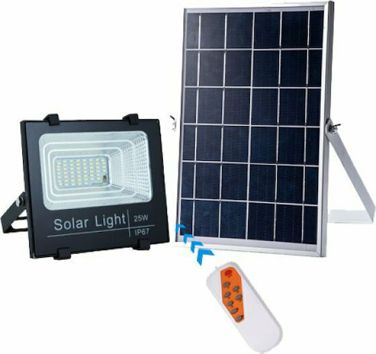 Invictus Στεγανός Ηλιακός Προβολέας LED 25W Ψυχρό Λευκό 6000K με Τηλεχειριστήριο IP67