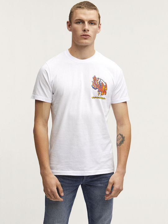 Denham T-shirt Bărbătesc cu Mânecă Scurtă Alb