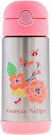 Stephen Joseph Floral Kinder Trinkflasche Rostfreier Stahl mit Strohhalm