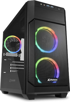 Sharkoon V1000 RGB Gaming Mini Tower Κουτί Υπολογιστή με Πλαϊνό Παράθυρο Μαύρο