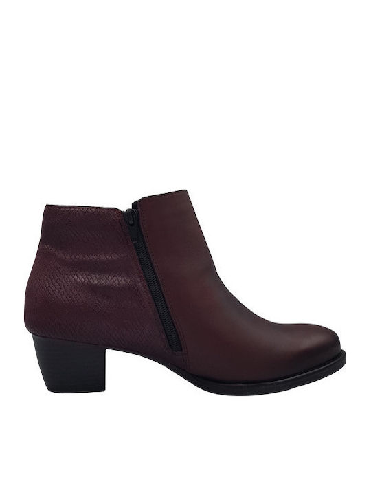 Leder Stiefeletten Damen Burgundisch